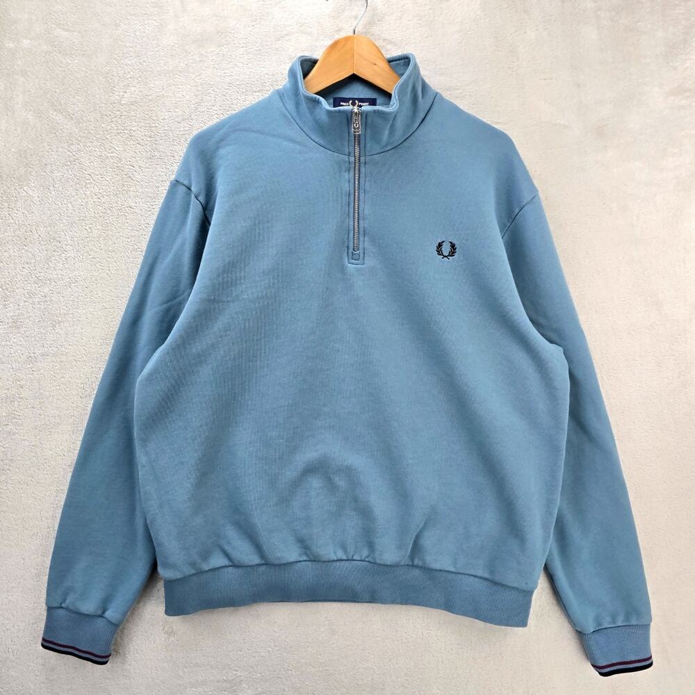 Fred Perry 1/4 Zip Pullover Sweatshirt Mens XXL Blue Half Zip Casual Preppy